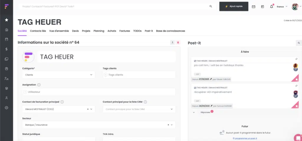 visualizzazione del file cliente su furious