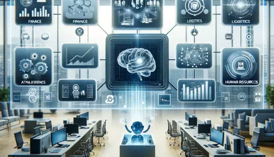 DALL·E 2024-04-25 12.45.40 - A conceptual image of Artificial Intelligence integrated with an ERP (Enterprise Resource Planning) system. The scene depicts a large, transparent dig